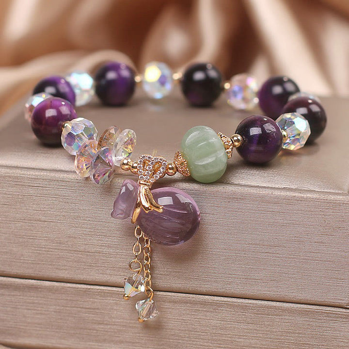 Buddha Stones Paarse tijgeroog witte kristal amethist jade Armband - image 1