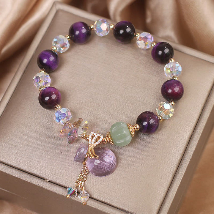 Buddha Stones Paarse tijgeroog witte kristal amethist jade Armband - image 2
