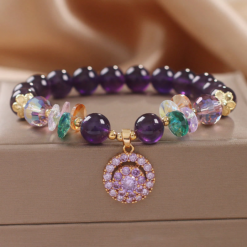 Buddha Stones Amethist groene kristal, citrien witte kristal, Armband voor spiritueel bewustzijn - Amethist groene kristal (Polsomtrek: 14-16 cm) - image 0