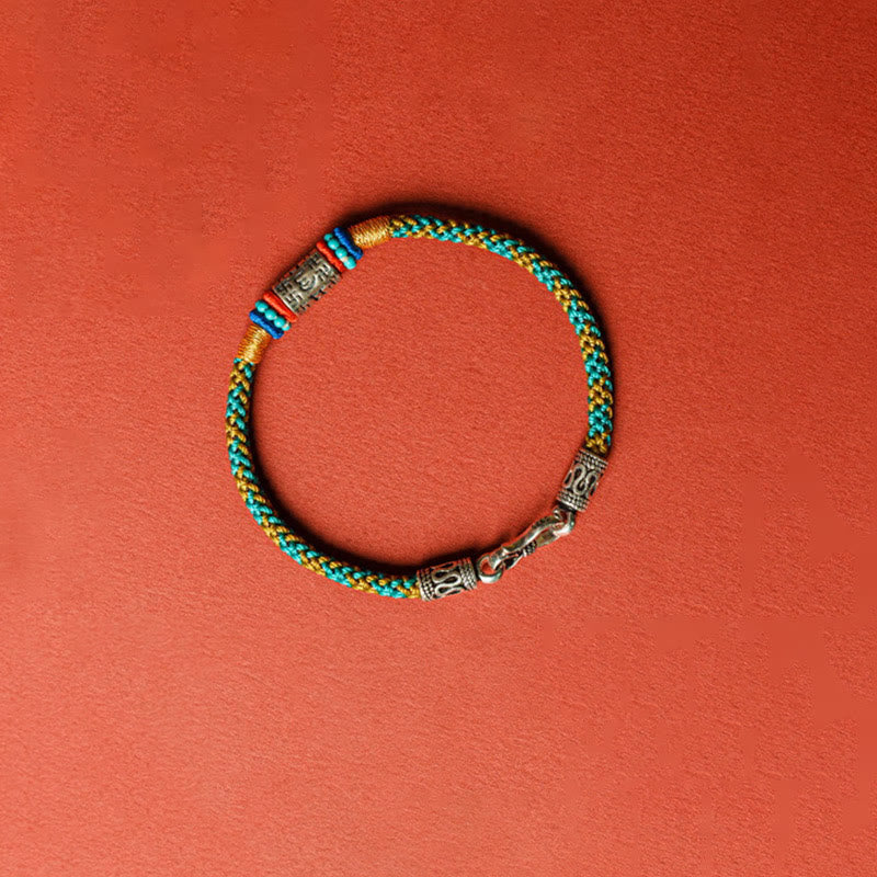 Buddha Stones Kleurrijk koord met de tekst "Zes ware woorden" en een Armband van 925 zilver. - image 4