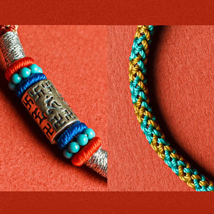 Buddha Stones Kleurrijk koord met de tekst "Zes ware woorden" en een Armband van 925 zilver. - image 3