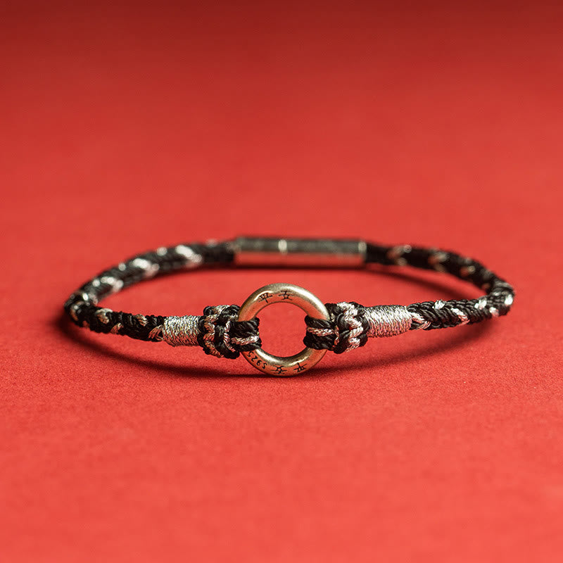 Buddha Stones Rode koord Armband van 925 sterling zilver voor geluk - Zwart - 19 cm - image 2
