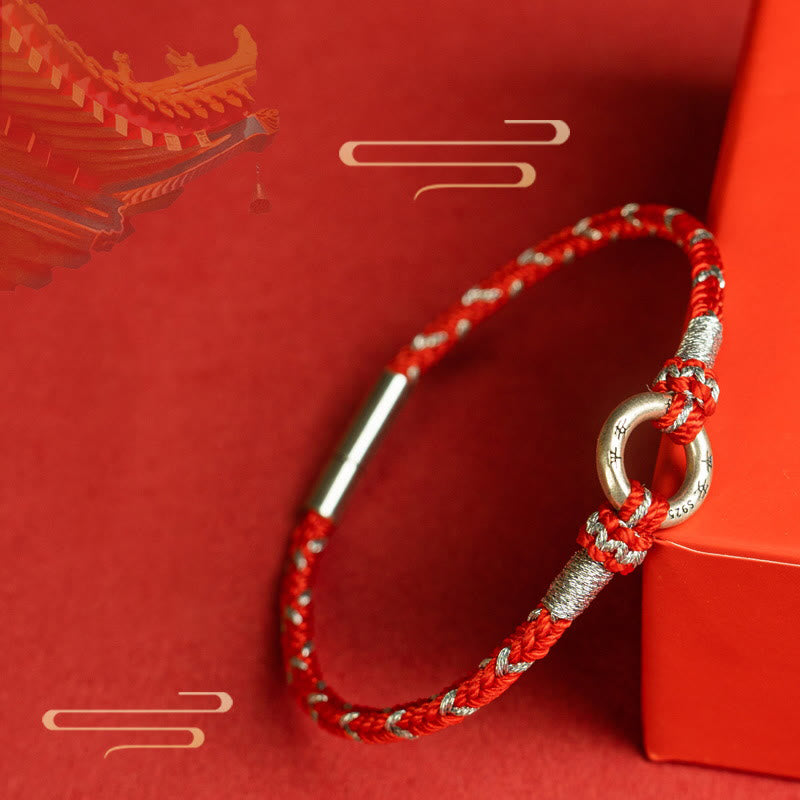 Buddha Stones Rode koord Armband van 925 sterling zilver voor geluk - image 0