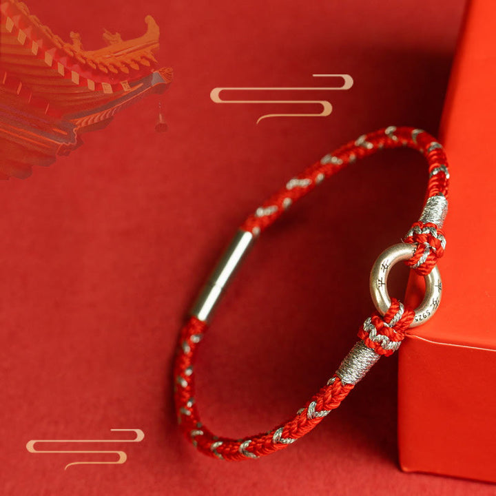 Buddha Stones Rode koord Armband van 925 sterling zilver voor geluk - image 0
