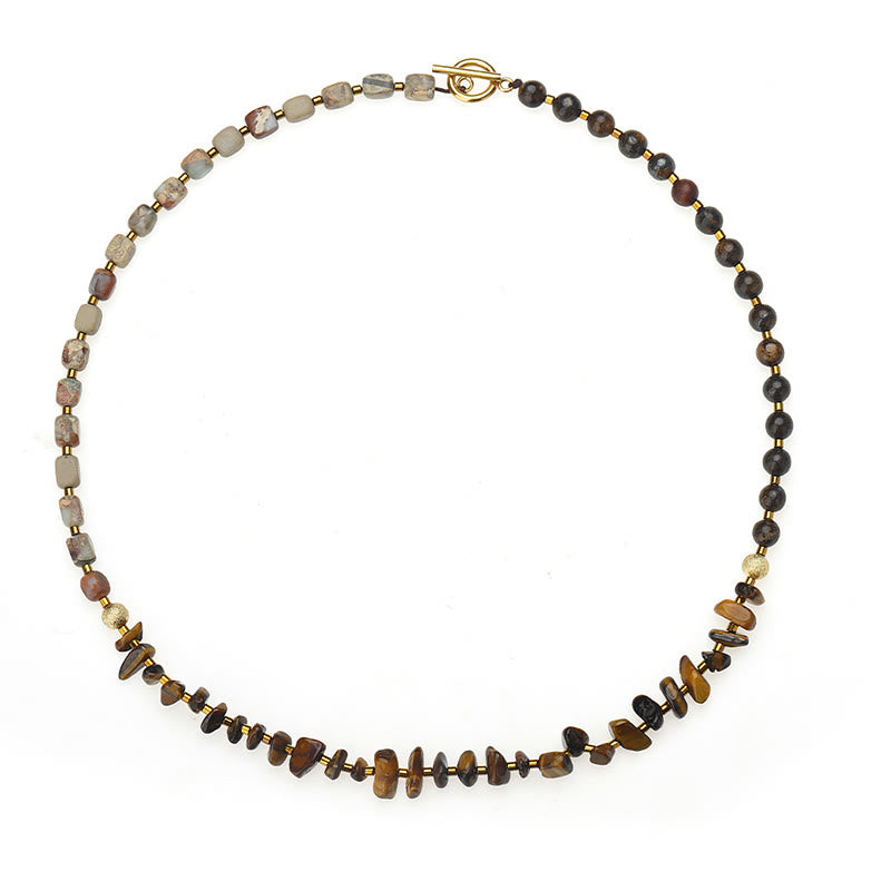 Buddha Stones Bronzen Keizersteen Tijgeroog Vastberadenheid Drievoudige Armband - image 10