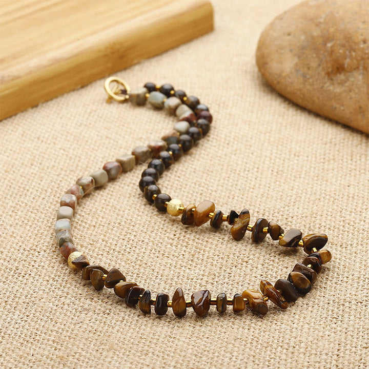 Buddha Stones Bronzen Keizersteen Tijgeroog Vastberadenheid Drievoudige Armband - image 2