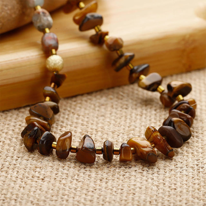 Buddha Stones Bronzen Keizersteen Tijgeroog Vastberadenheid Drievoudige Armband - image 1