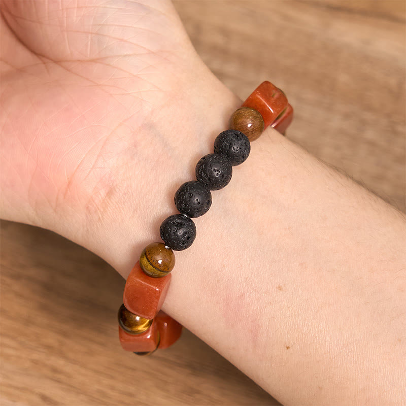 Buddha Stones Diverse kristallen kubus, amethist, lavasteen, Armband - image 56