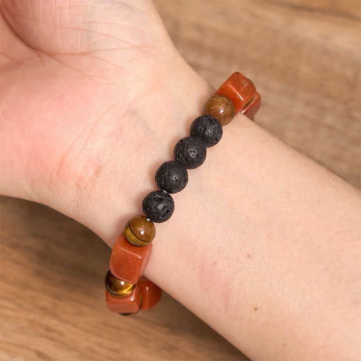 Buddha Stones Diverse kristallen kubus, amethist, lavasteen, Armband - image 56