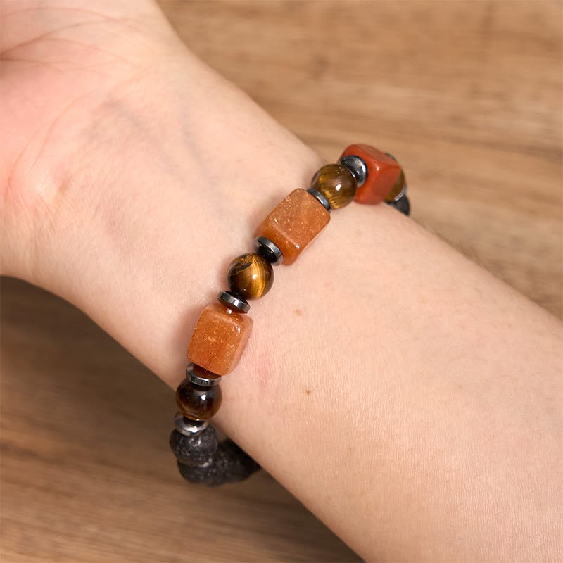 Buddha Stones Diverse kristallen kubus, amethist, lavasteen, Armband - image 55