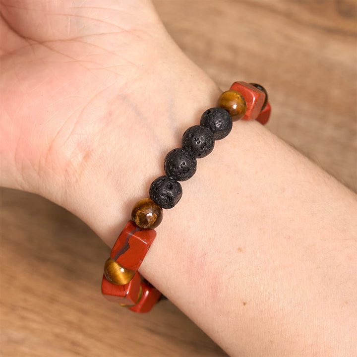 Buddha Stones Diverse kristallen kubus, amethist, lavasteen, Armband - image 34