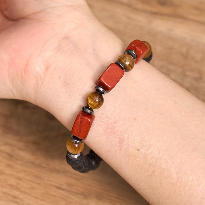 Buddha Stones Diverse kristallen kubus, amethist, lavasteen, Armband - image 33