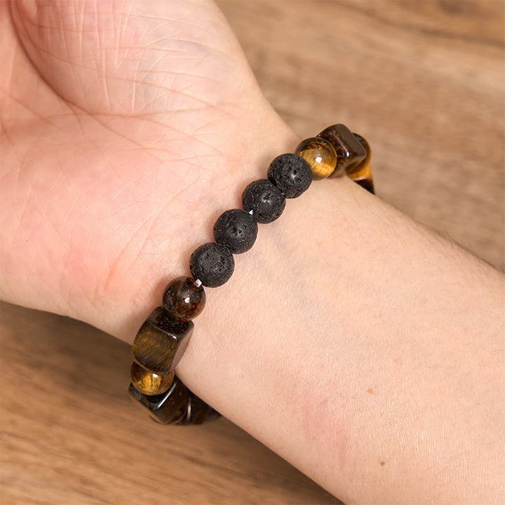 Buddha Stones Diverse kristallen kubus, amethist, lavasteen, Armband - image 15