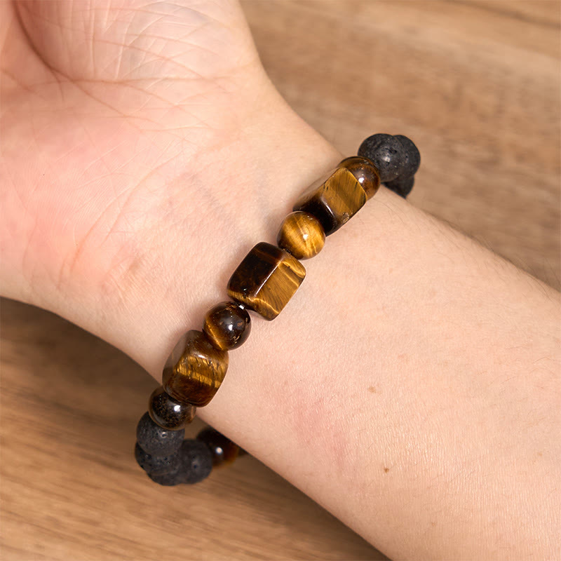 Buddha Stones Diverse kristallen kubus, amethist, lavasteen, Armband - image 14