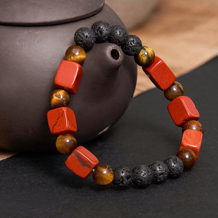 Buddha Stones Diverse kristallen kubus, amethist, lavasteen, Armband - image 30