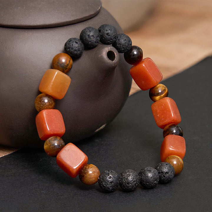 Buddha Stones Diverse kristallen kubus, amethist, lavasteen, Armband - image 51