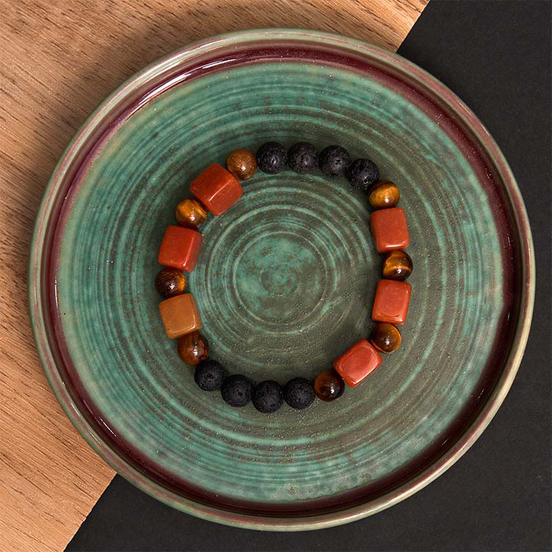 Buddha Stones Diverse kristallen kubus, amethist, lavasteen, Armband - image 57