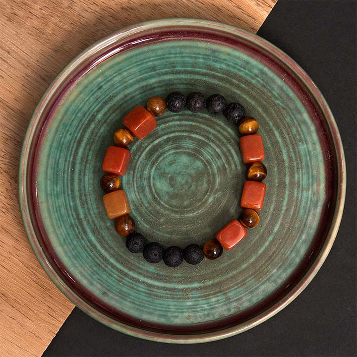 Buddha Stones Diverse kristallen kubus, amethist, lavasteen, Armband - image 57