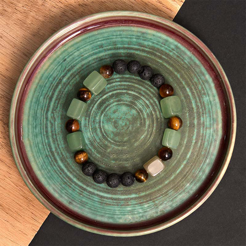 Buddha Stones Diverse kristallen kubus, amethist, lavasteen, Armband - image 25