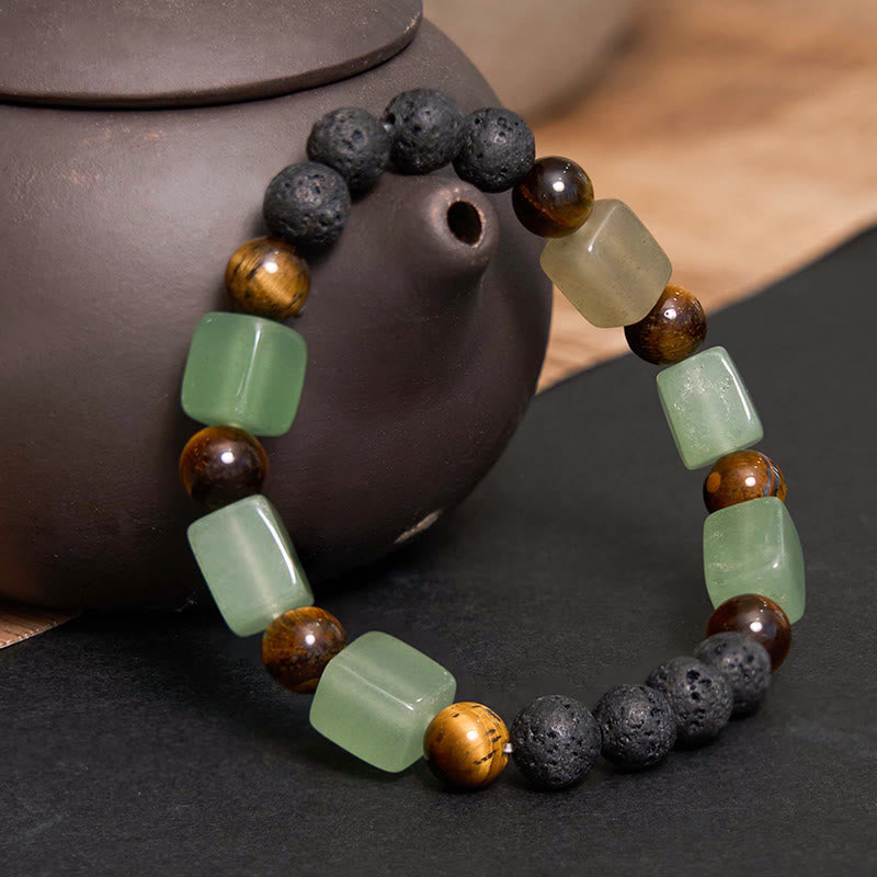 Buddha Stones Diverse kristallen kubus, amethist, lavasteen, Armband - image 21