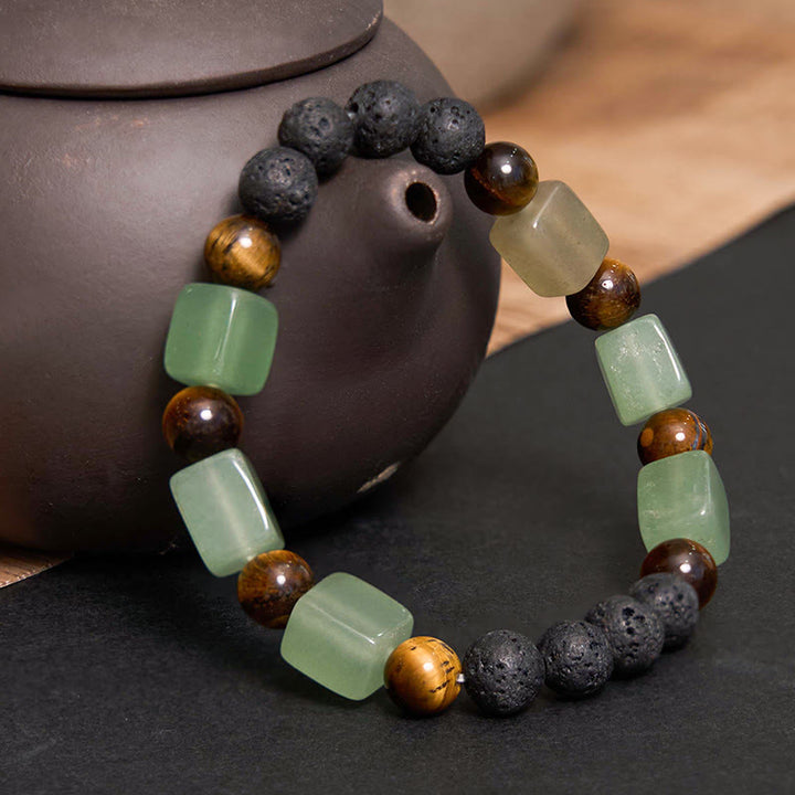 Buddha Stones Diverse kristallen kubus, amethist, lavasteen, Armband - image 21