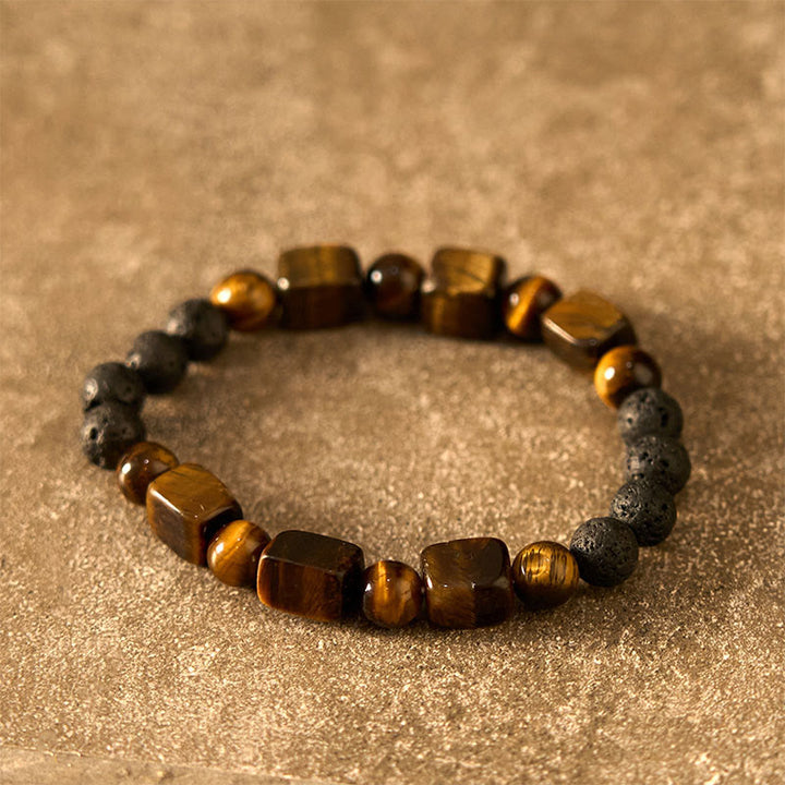 Buddha Stones Diverse kristallen kubus, amethist, lavasteen, Armband - image 12