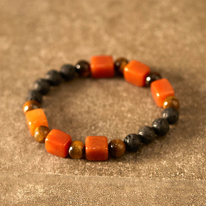 Buddha Stones Diverse kristallen kubus, amethist, lavasteen, Armband - image 54
