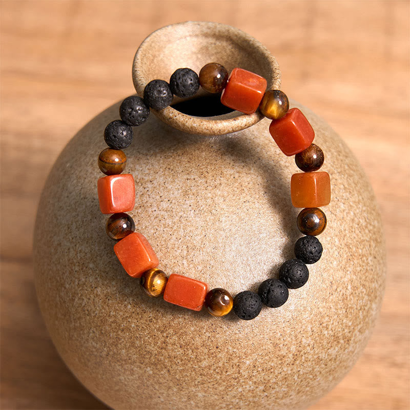 Buddha Stones Diverse kristallen kubus, amethist, lavasteen, Armband - image 52