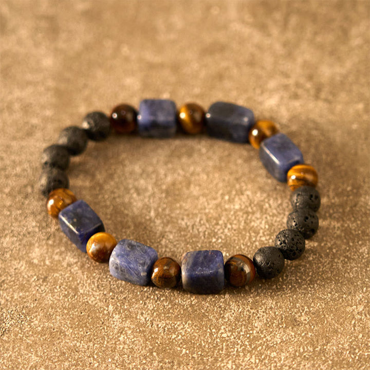 Buddha Stones Diverse kristallen kubus, amethist, lavasteen, Armband - image 43