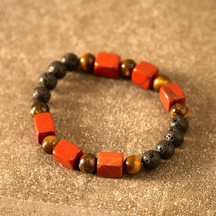 Buddha Stones Diverse kristallen kubus, amethist, lavasteen, Armband - image 32