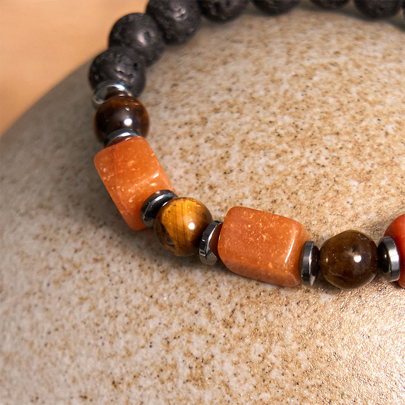 Buddha Stones Diverse kristallen kubus, amethist, lavasteen, Armband - image 53