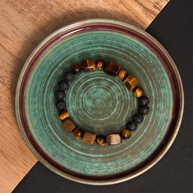 Buddha Stones Diverse kristallen kubus, amethist, lavasteen, Armband - image 16