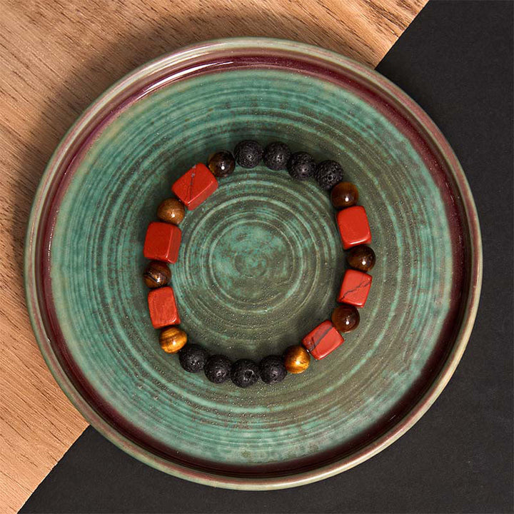 Buddha Stones Diverse kristallen kubus, amethist, lavasteen, Armband - image 35