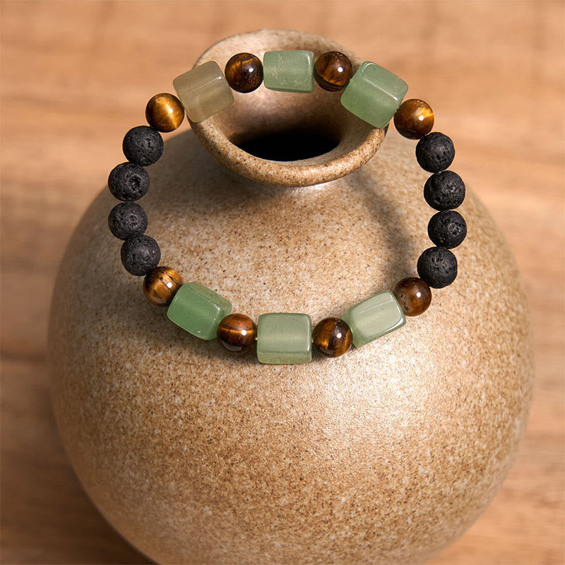 Buddha Stones Diverse kristallen kubus, amethist, lavasteen, Armband - image 23