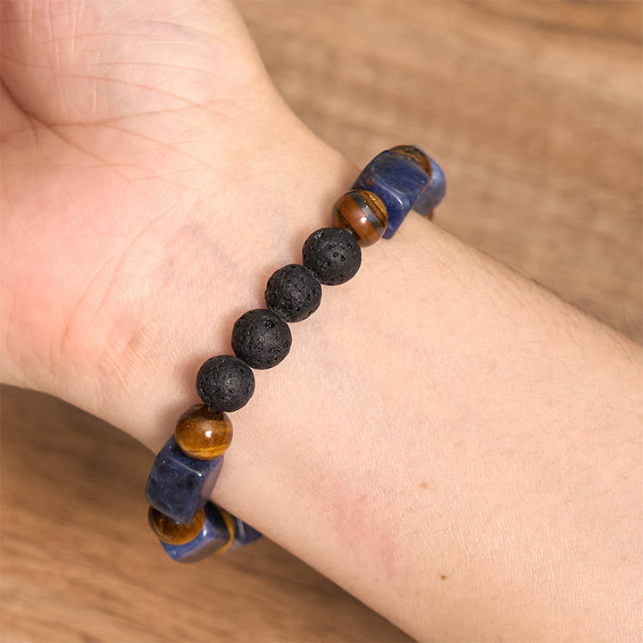 Buddha Stones Diverse kristallen kubus, amethist, lavasteen, Armband - image 45