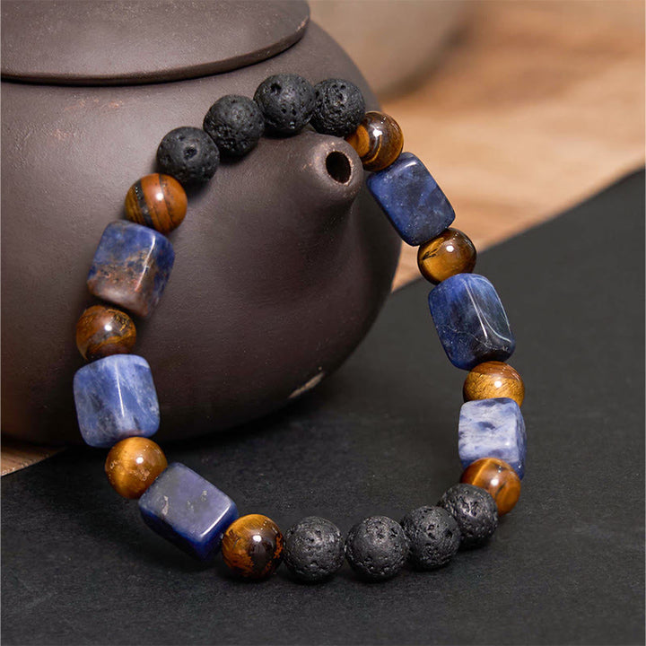 Buddha Stones Diverse kristallen kubus, amethist, lavasteen, Armband - image 41