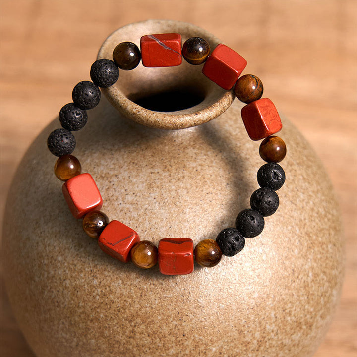 Buddha Stones Diverse kristallen kubus, amethist, lavasteen, Armband - image 31