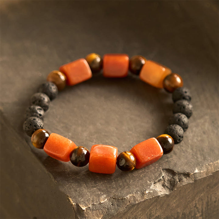 Buddha Stones Diverse kristallen kubus, amethist, lavasteen, Armband - Rode aventurijn (Polsomtrek: 14-16 cm) - image 50