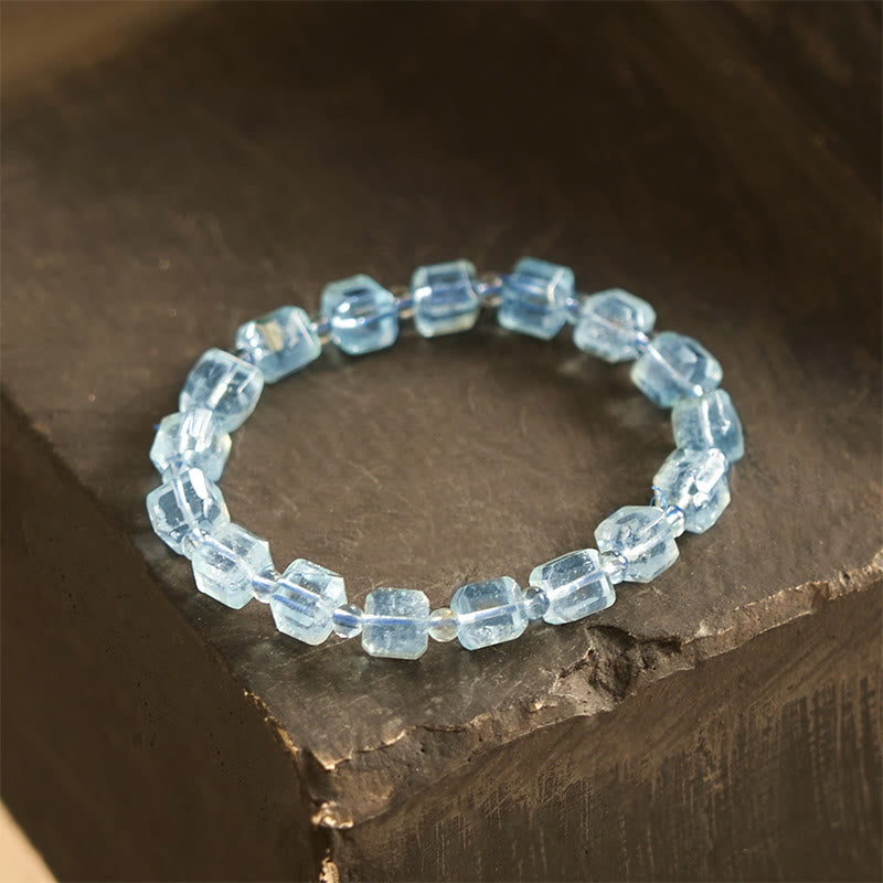 Buddha Stones Blauwe topaas Armband met heldere uitstraling - Blauwe topaas (Polsomtrek: 14-16 cm) - 8-10 10mm - image 0