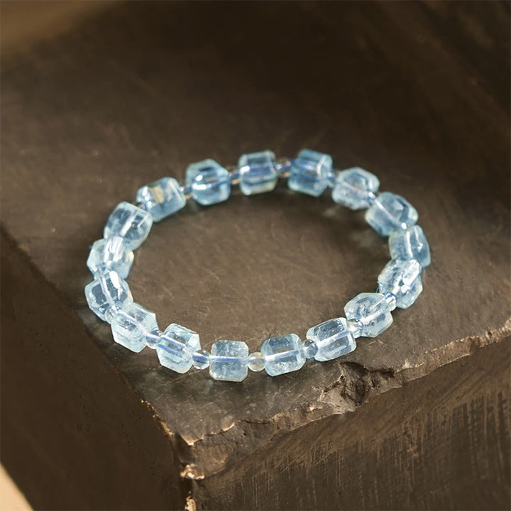 Buddha Stones Blauwe topaas Armband met heldere uitstraling - Blauwe topaas (Polsomtrek: 14-16 cm) - 8-10 10mm - image 0