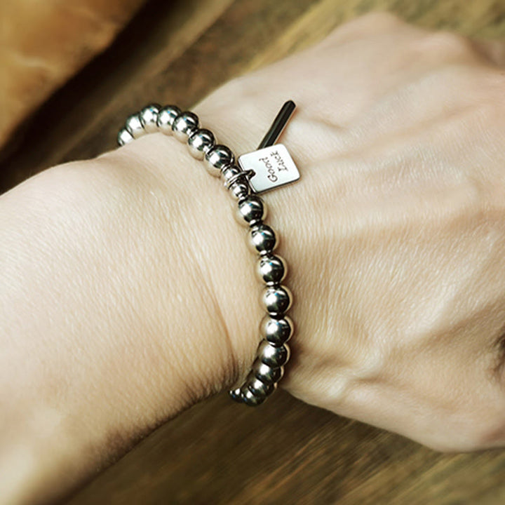 Buddha Stones Titanium stalen geluksarmband voor balans - image 8