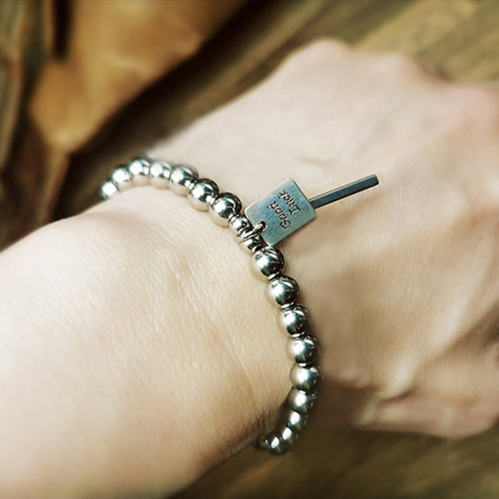 Buddha Stones Titanium stalen geluksarmband voor balans - image 9