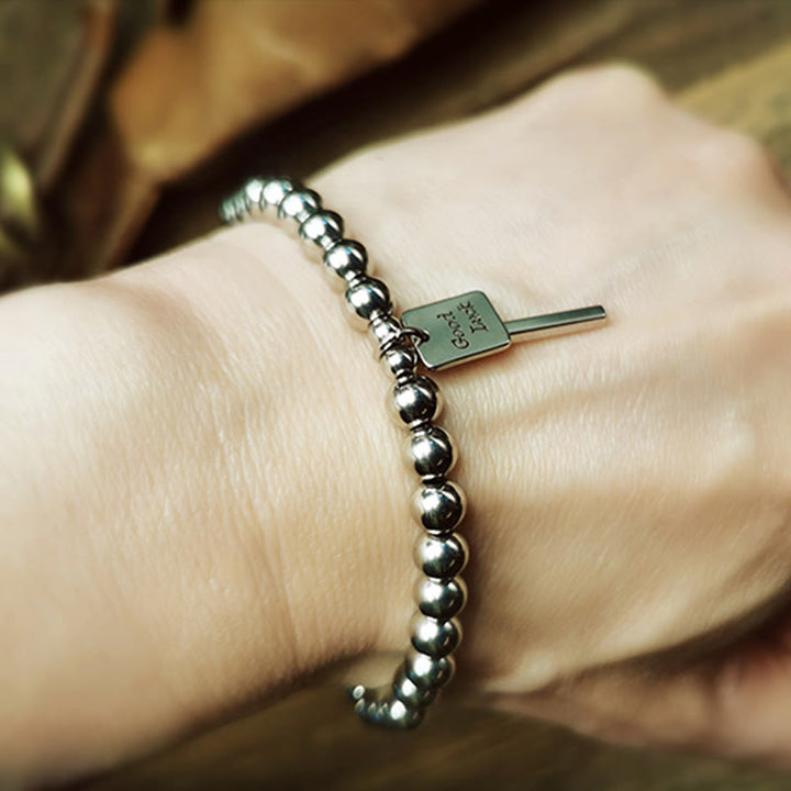 Buddha Stones Titanium stalen geluksarmband voor balans - image 10