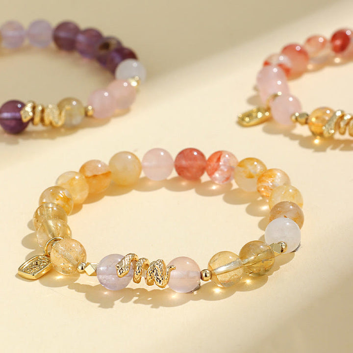 Buddha Stones Diverse kristallen, roze kristallen, amethist, Armband voor het jaar van de slang - image 6