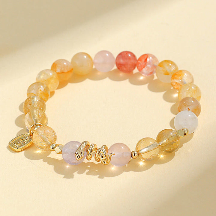 Buddha Stones Diverse kristallen, roze kristallen, amethist, Armband voor het jaar van de slang - Citrien (Polsomtrek: 14-16,5 cm) - image 7