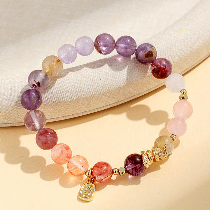 Buddha Stones Diverse kristallen, roze kristallen, amethist, Armband voor het jaar van de slang - image 3