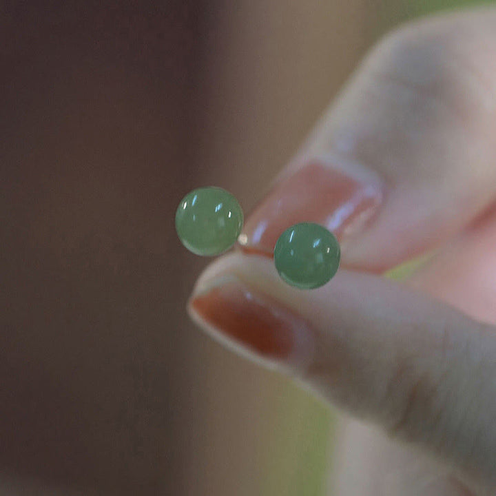 Buddha Stones Ronde Oorbellen met jade kralen, symbool van geluk. - 8MM-Cyan Jade (Welvaart♥Overvloed) - image 10