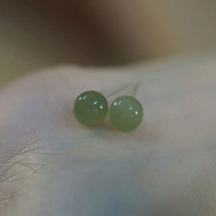 Buddha Stones Ronde Oorbellen met jade kralen, symbool van geluk. - image 12