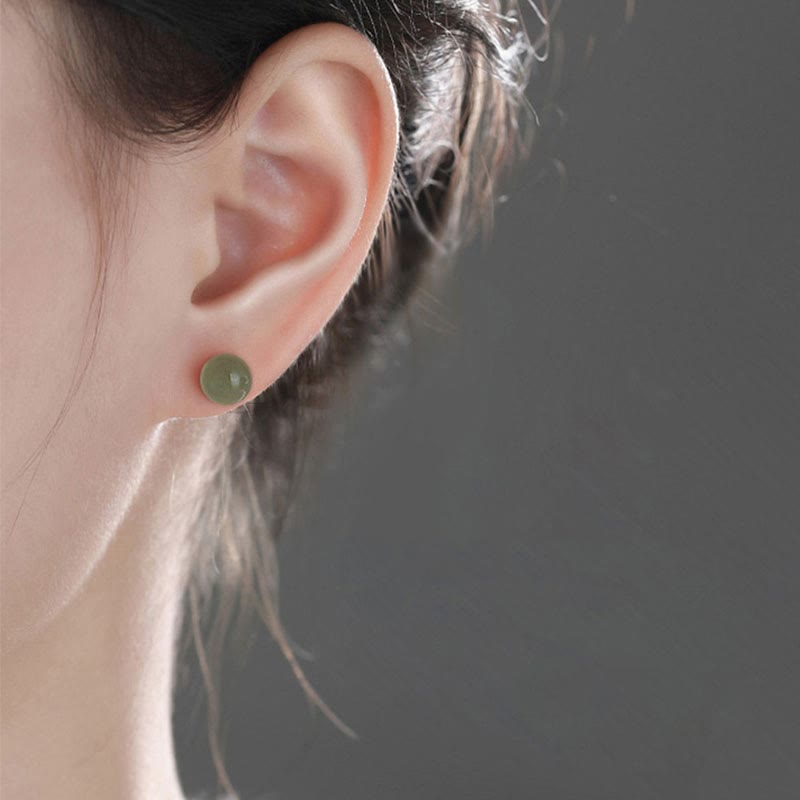 Buddha Stones Ronde Oorbellen met jade kralen, symbool van geluk. - image 13