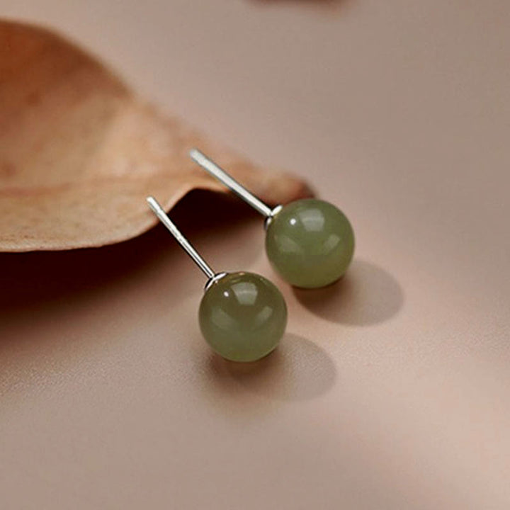 Buddha Stones Ronde Oorbellen met jade kralen, symbool van geluk. - image 11